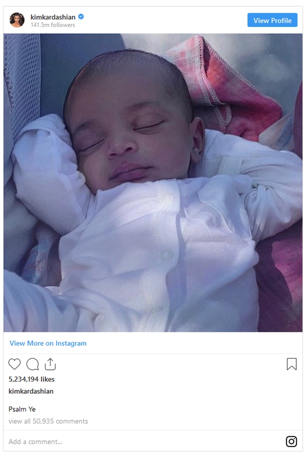 Kim Kardashian Introduces Baby Psalm Ye To The World