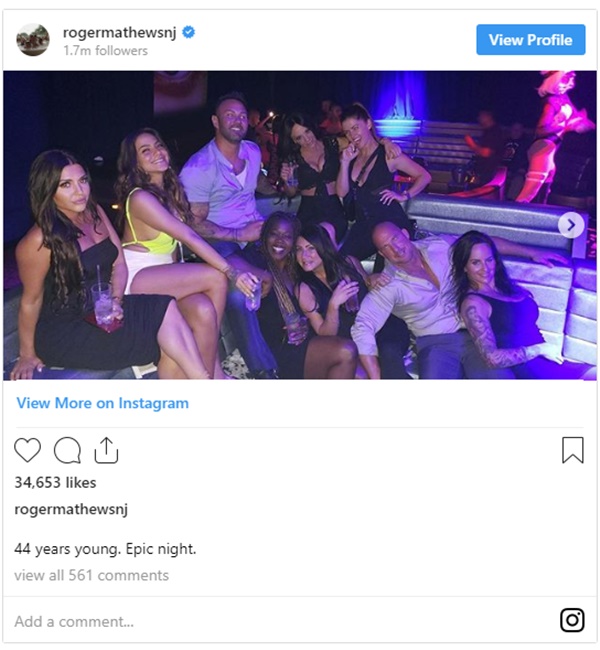 Roger Mathews Celebrates 44th Post JWoww Divorce