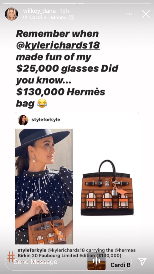 Dana Wilkey Criticizes Kyle Richards For Showing Off $130K Birkin Bag